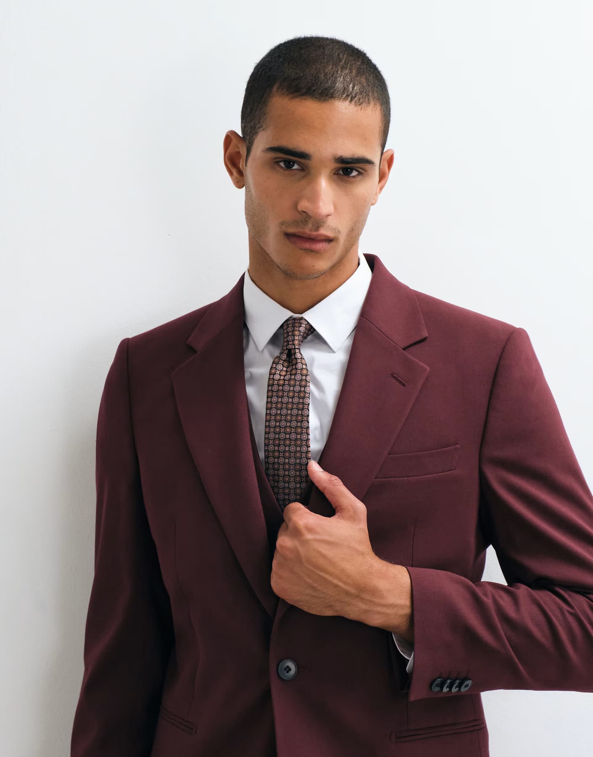 ASOS ASOS DESIGN slim suit jacket in burgundy
