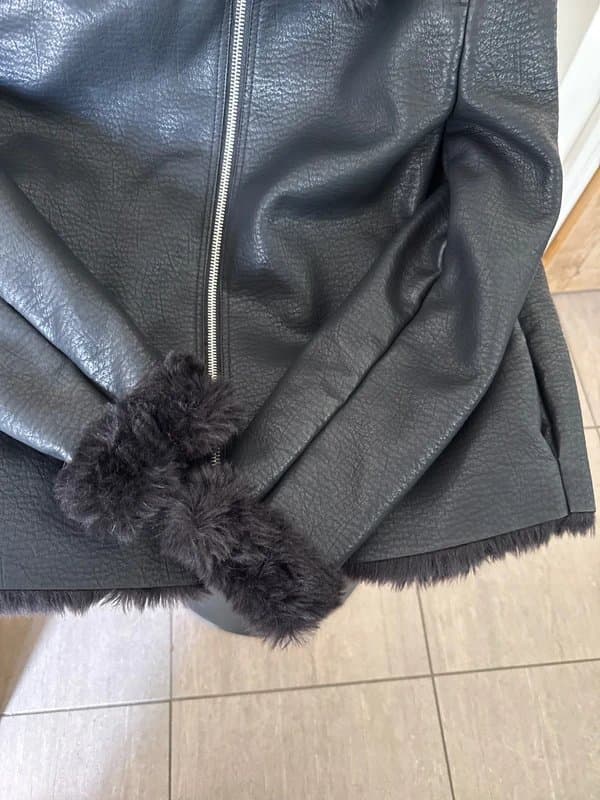 ASOS fur lined leather jacket