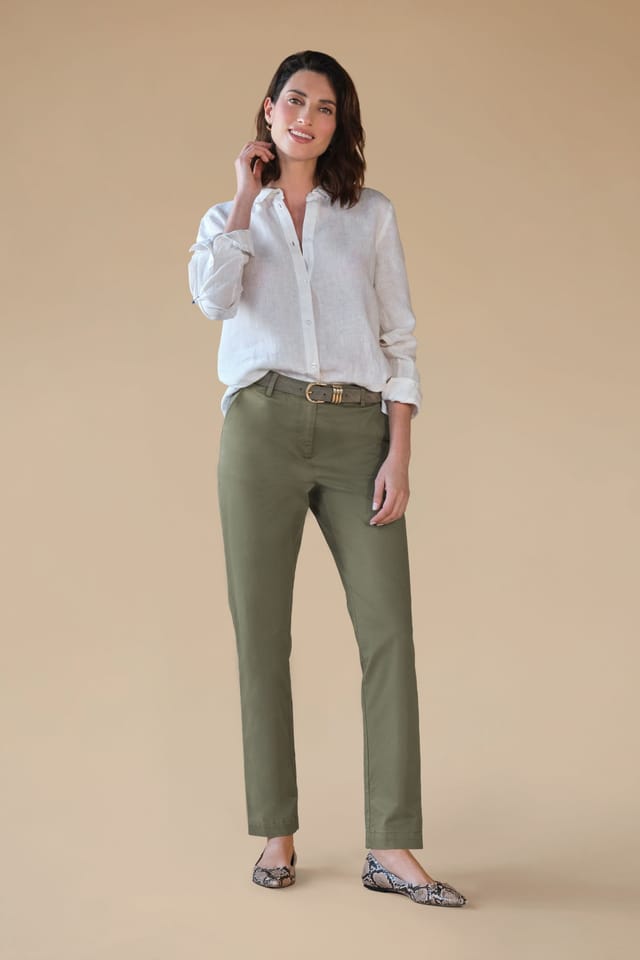 Pure Collection Pure Collection Women's Pure Premium Cotton Trouser in Khaki - 2