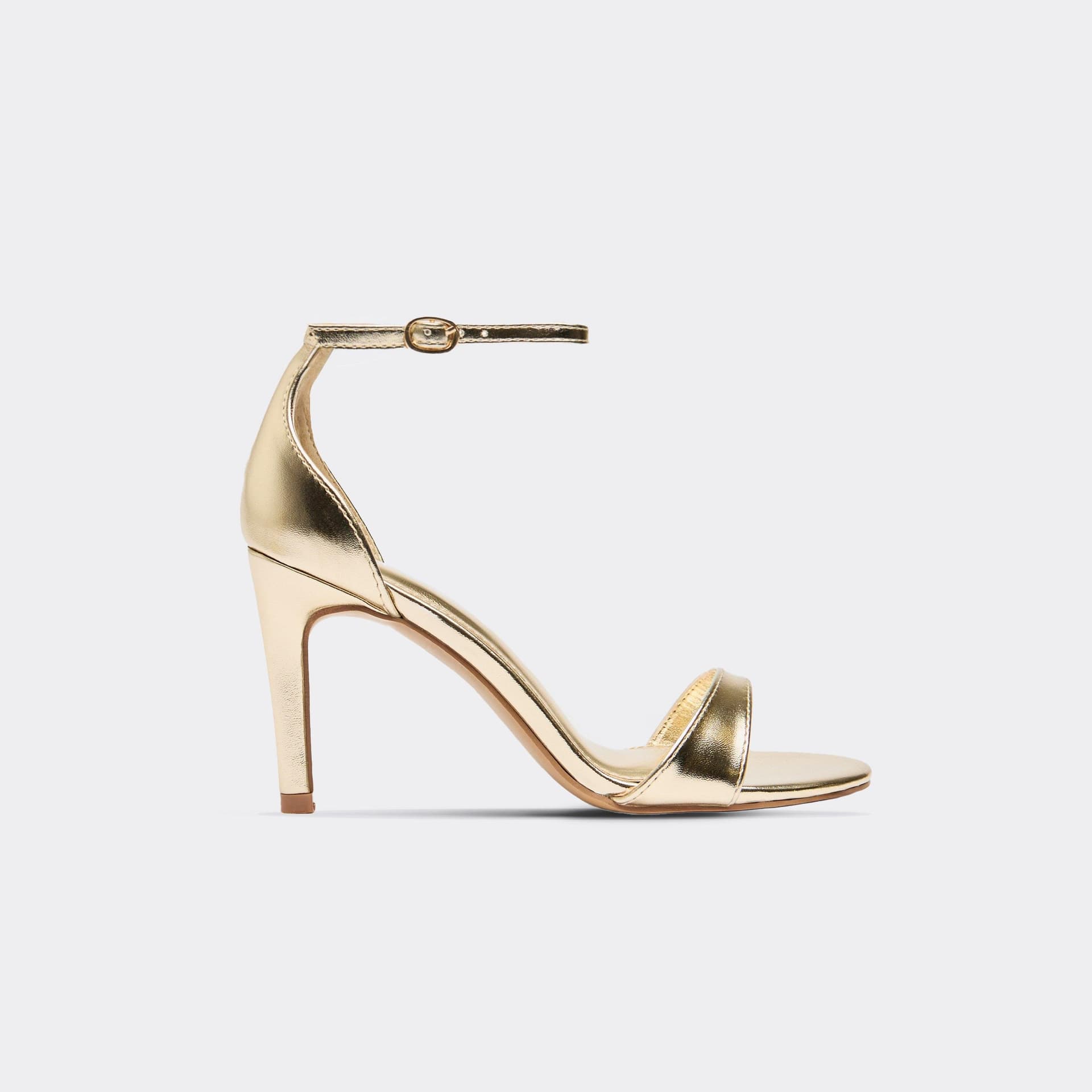 EGO EGO Gold Faux Leather Ankle Strap Barely There Heel