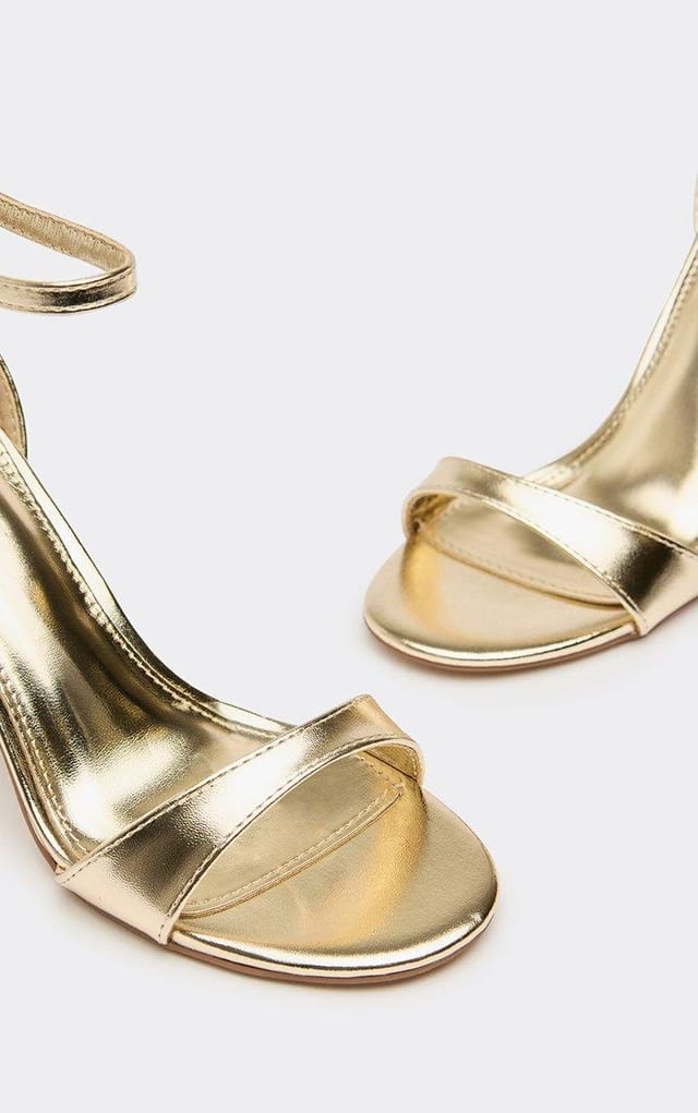 EGO Exton Ankle Strap Barely There Heel In Gold Faux Leather, Women's Size UK 3 - 2