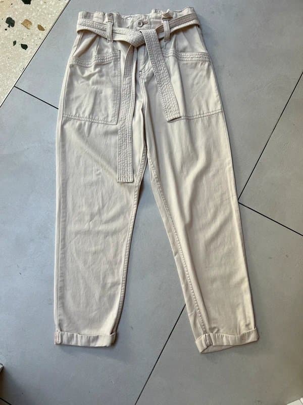 Topshop Cream, Paperbag, Cargo trousers from Topshop - Size 10