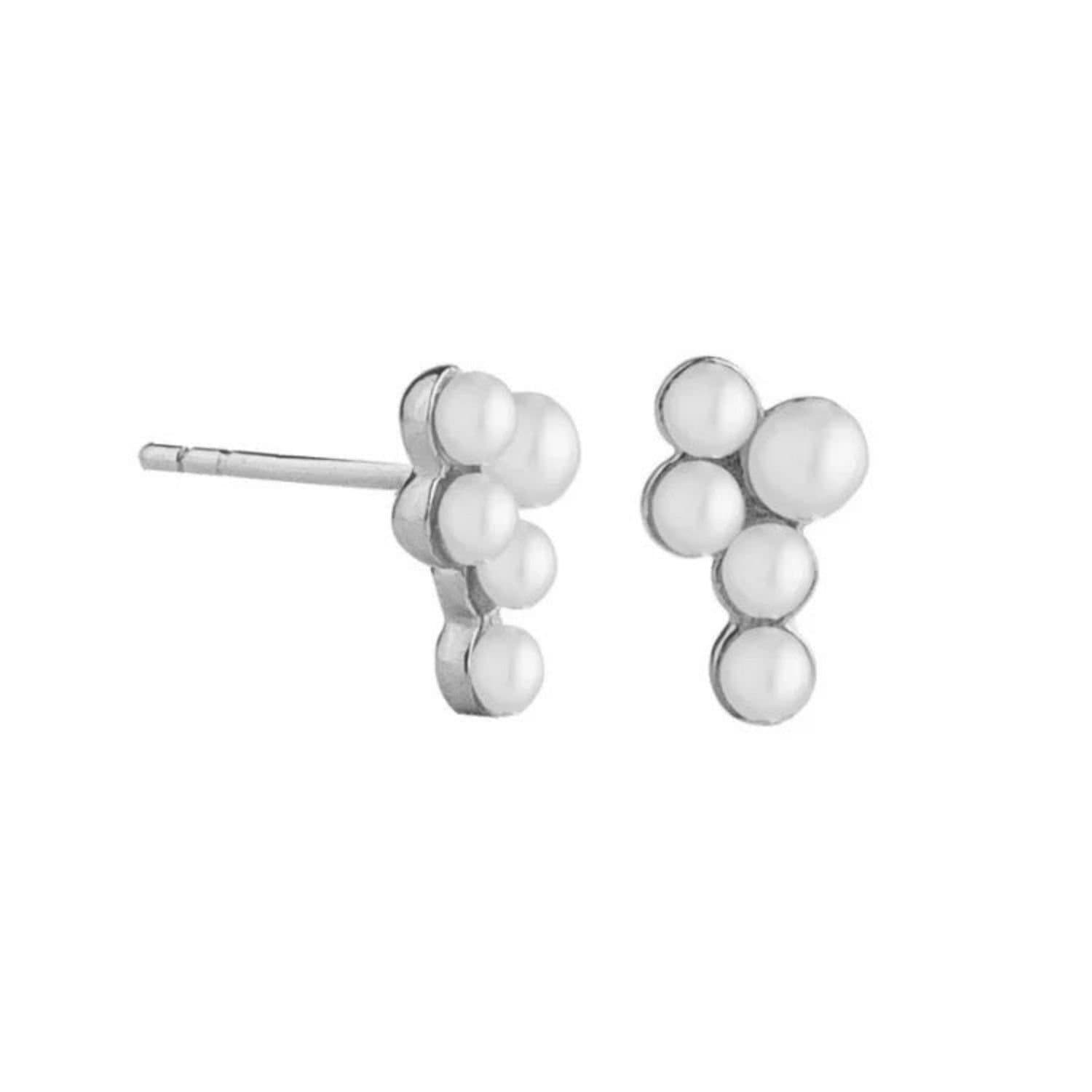Gold Trip Gold Trip Silver Pearl Cluster Earrings
