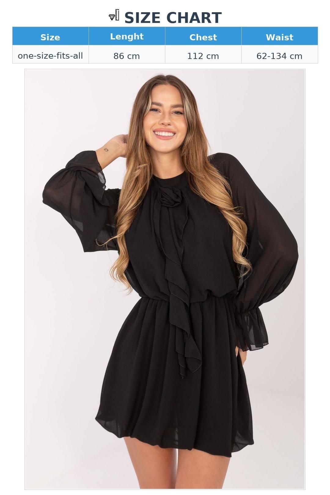 Love Lace Love Lace Women's Flared Cocktail Dress with Jabot in Black - 4