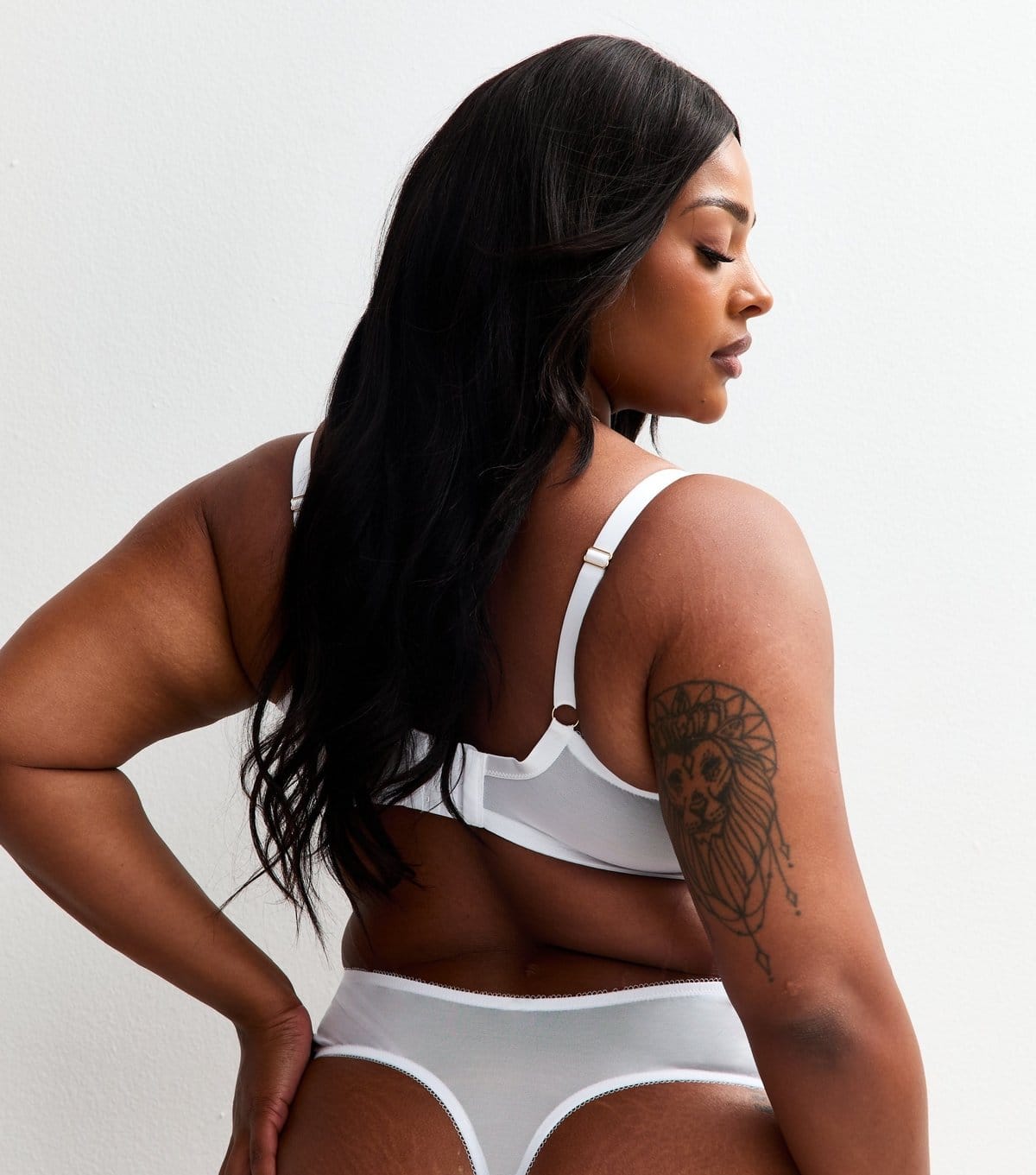 New Look Women's Plus Size White Lace High Waist Thong Curves New Look - 4