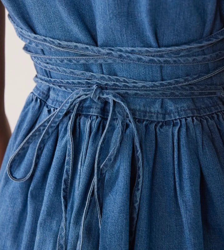 ASOS Denim Ballerina Mini Dress in Mid Blue