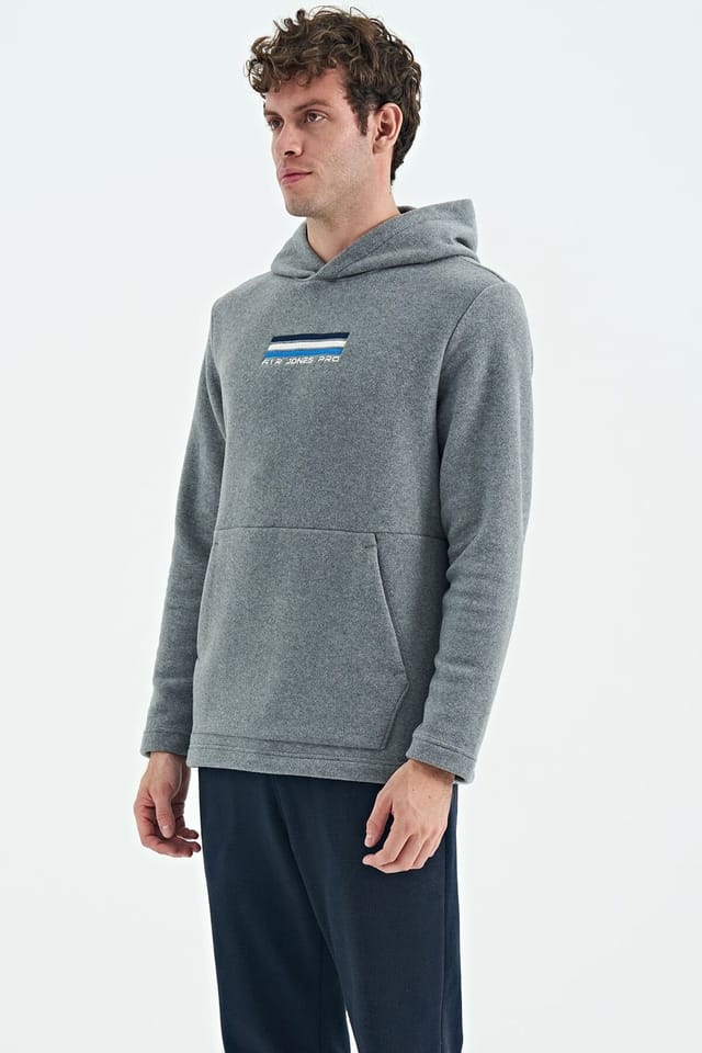 Tommy Life Tommy Life Men's Printed Logo Hoodie in Grey - 2