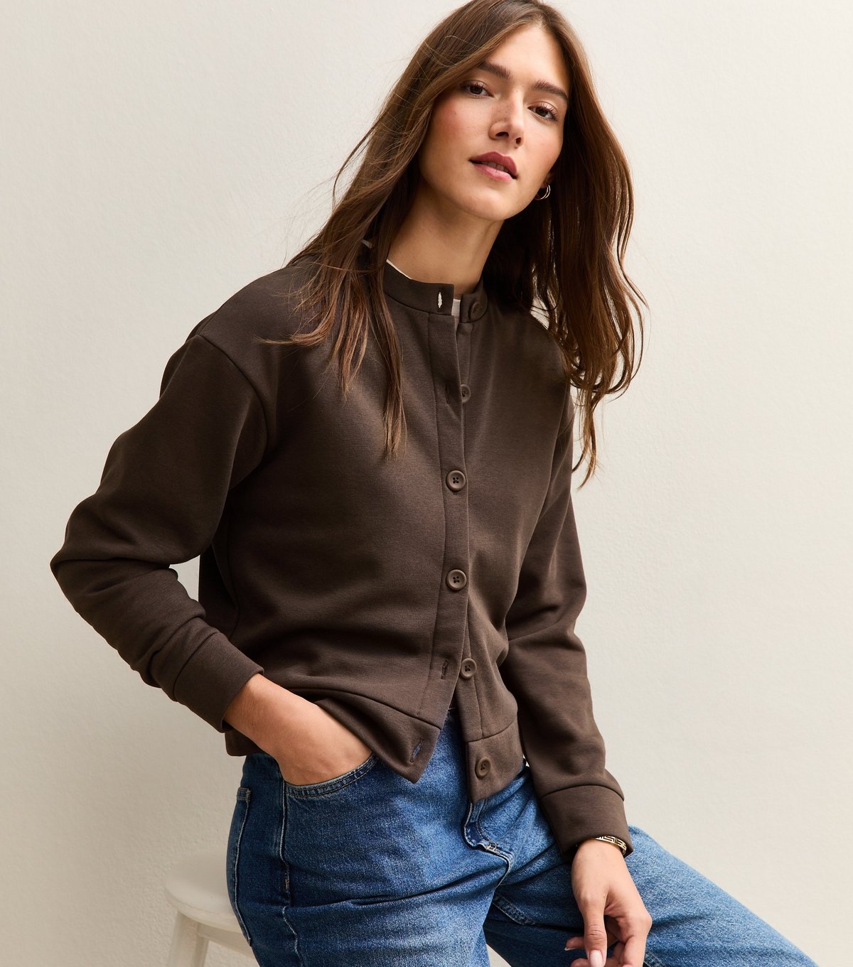 New Look Women's Dark Brown Sweatshirt Cardigan New Look - 2