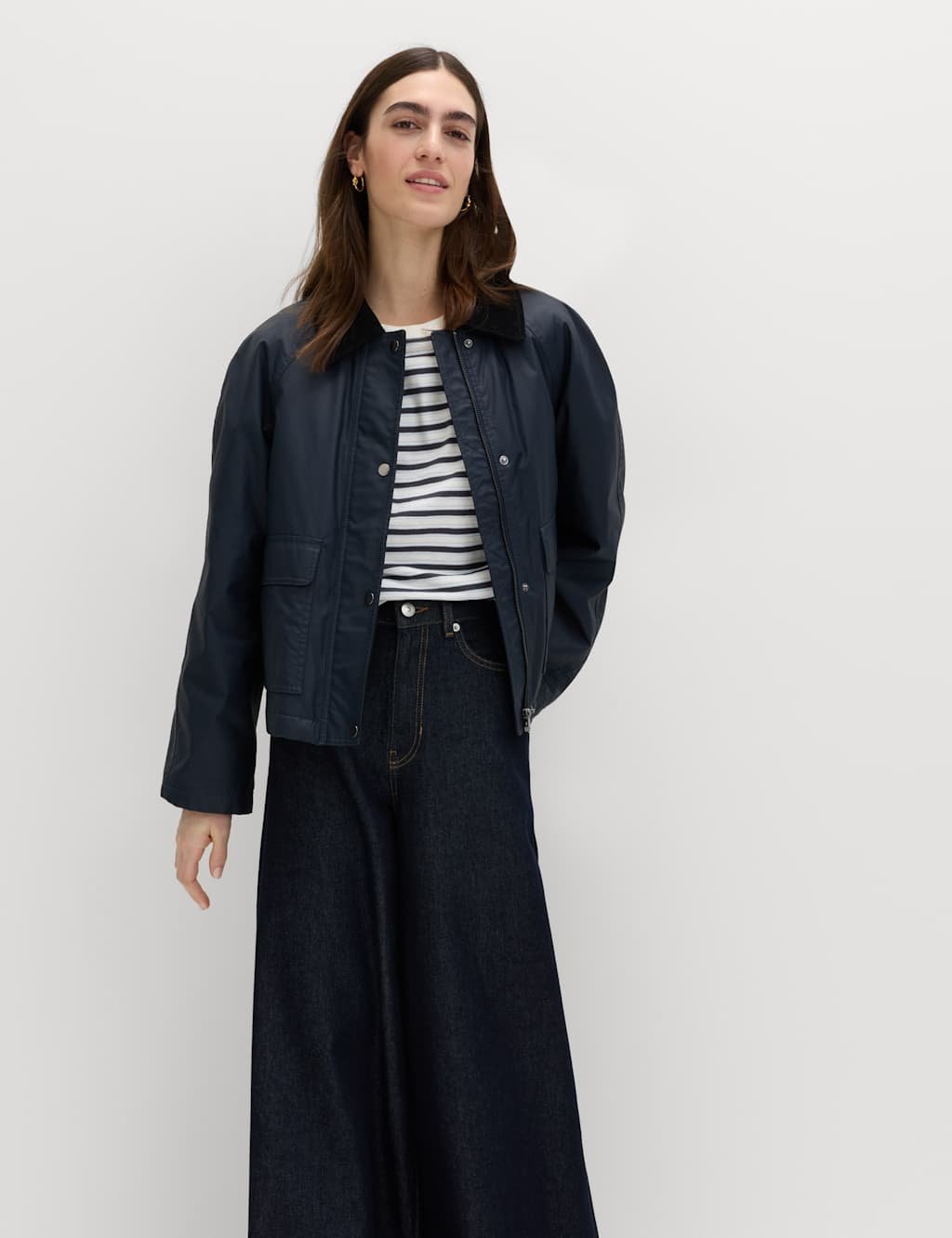 Marks & Spencer M&S Pure Slub Cotton Striped T-Shirt White Mix - 2