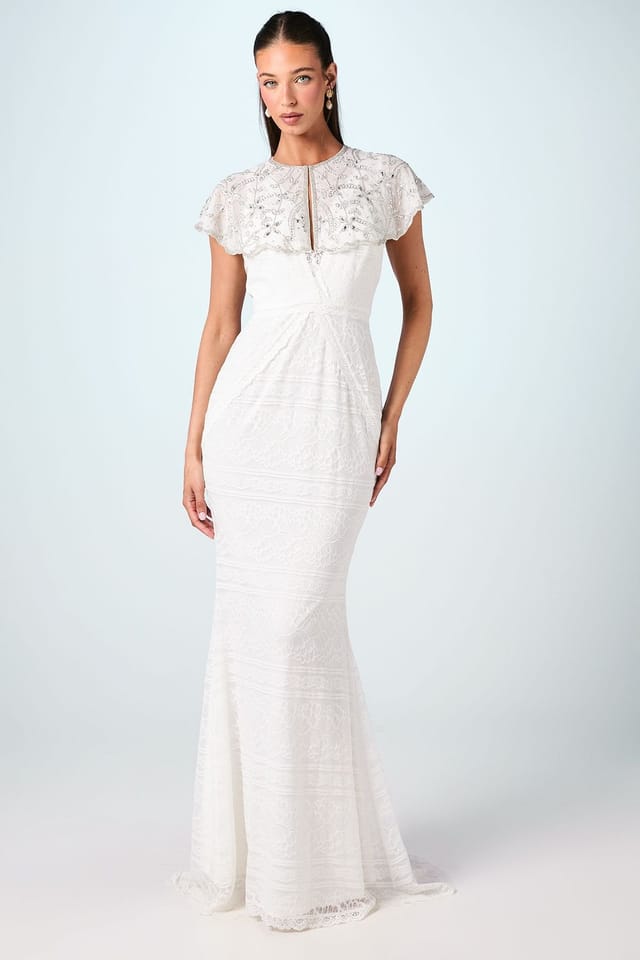 Coast Coast Women's Encrusted Gem Bridal Cape in Ivory - 2