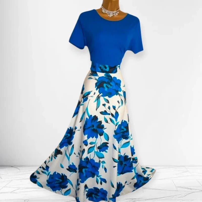 unbranded Blue & white floral maxi long dress size 12 14 summer