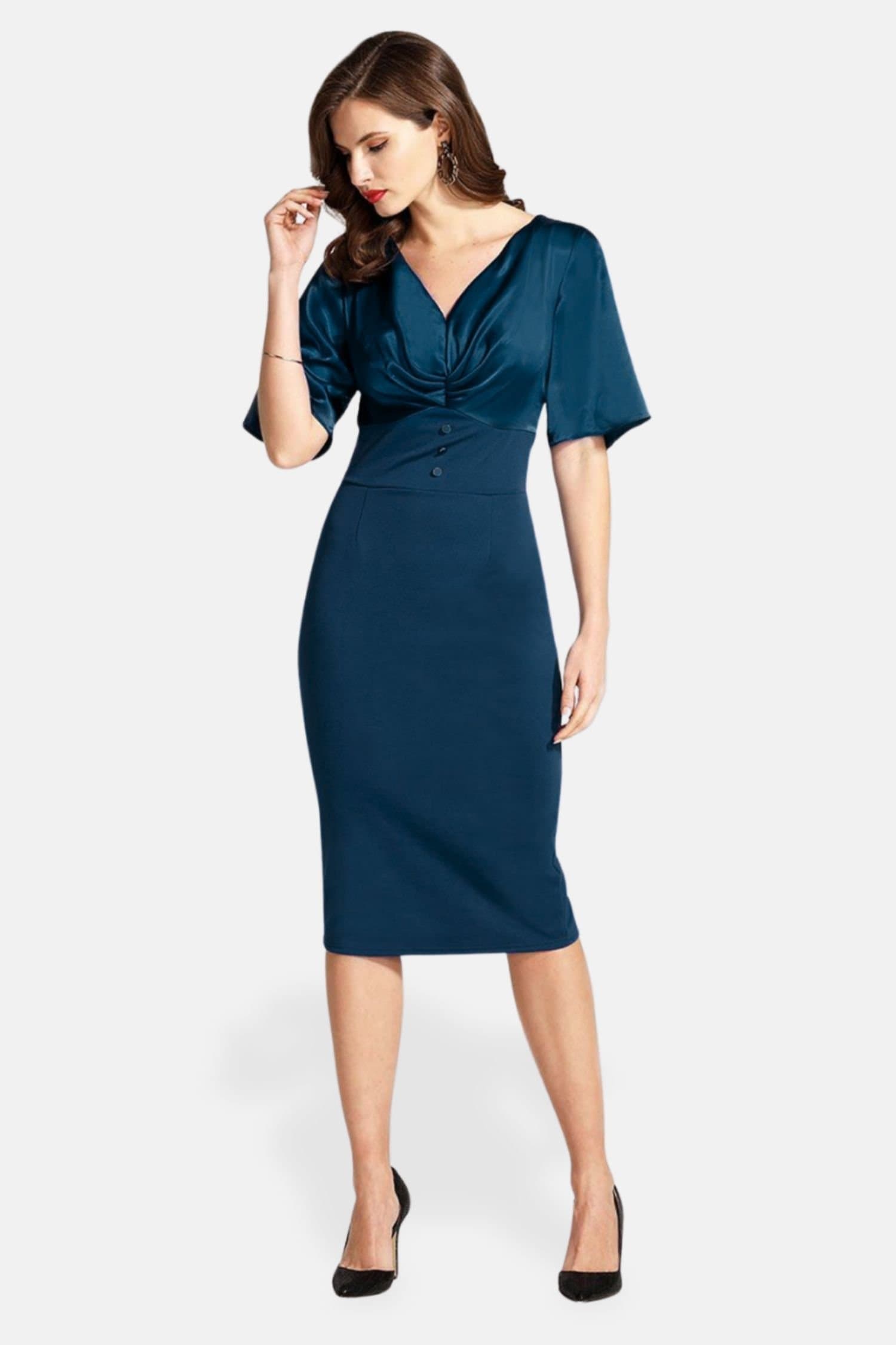 Hot Squash Hot Squash Women's Short Sleeve Cocktail Dress in Teal