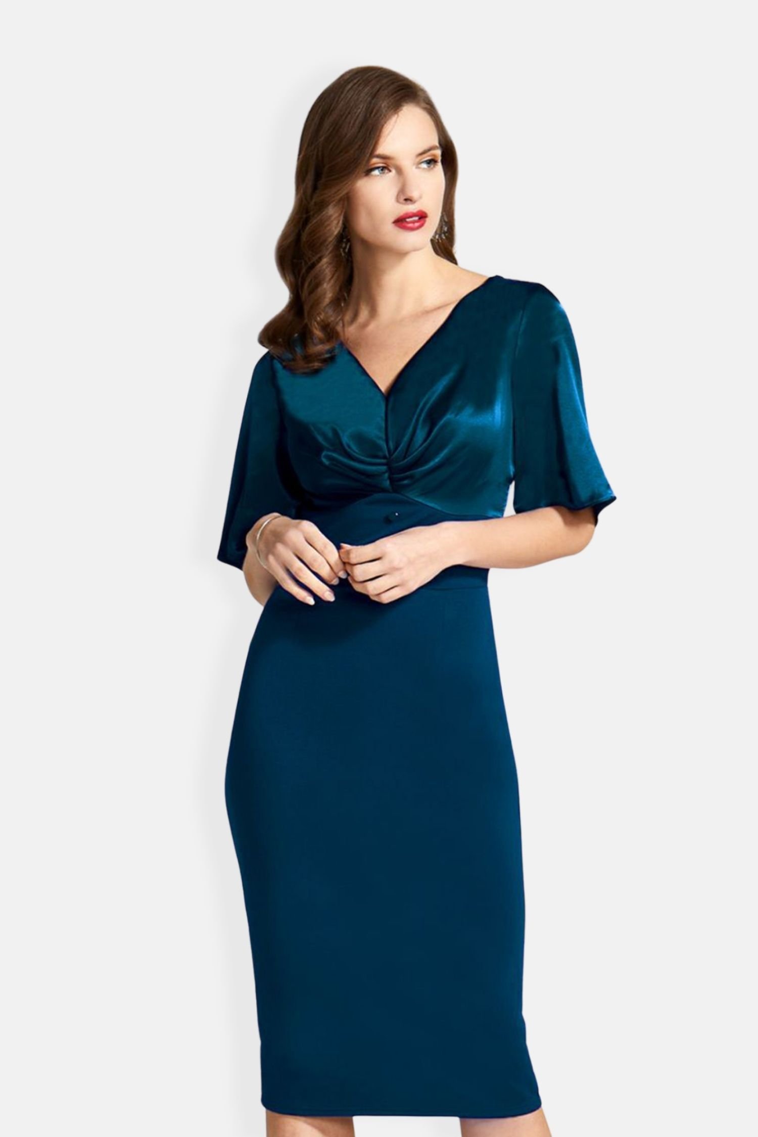 Hot Squash Hot Squash Women's Short Sleeve Cocktail Dress in Teal - 2