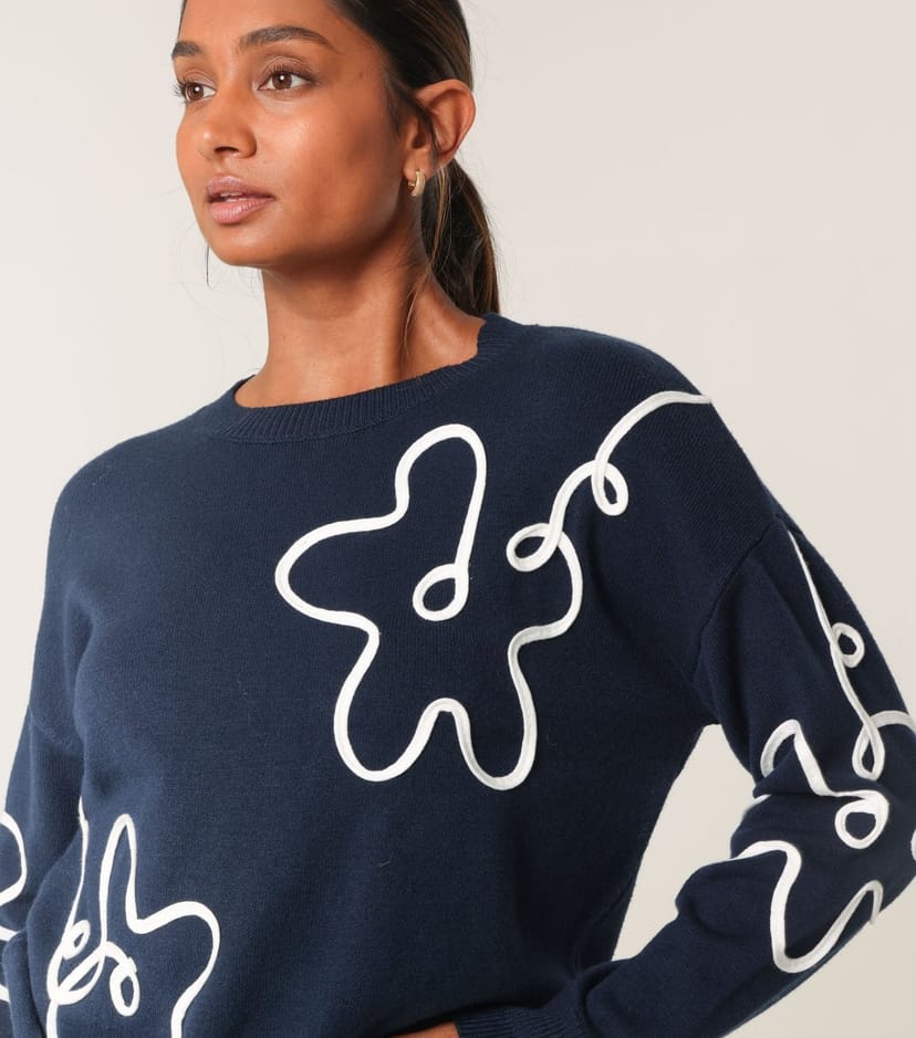 Blue Vanilla Women's Navy Floral Pattern Jumper Blue Vanilla New Look - 1