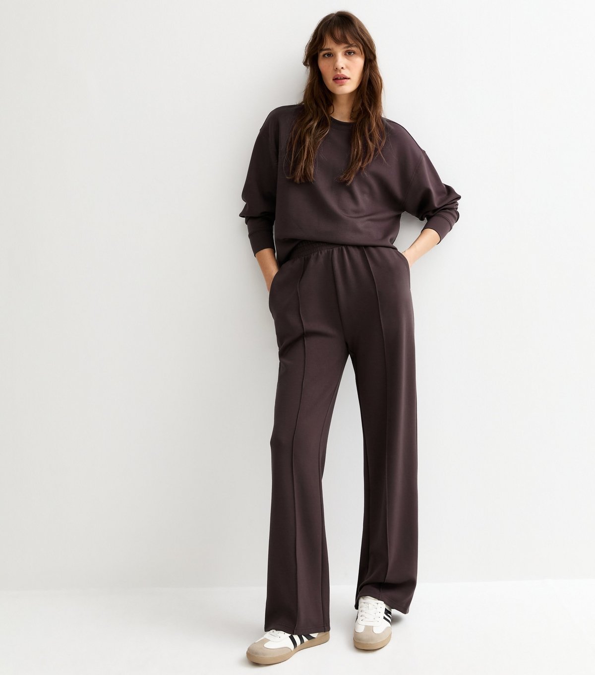 New Look Women's Tall Burgundy Dark Burgundy Jersey Wide Leg Joggers New Look - 2