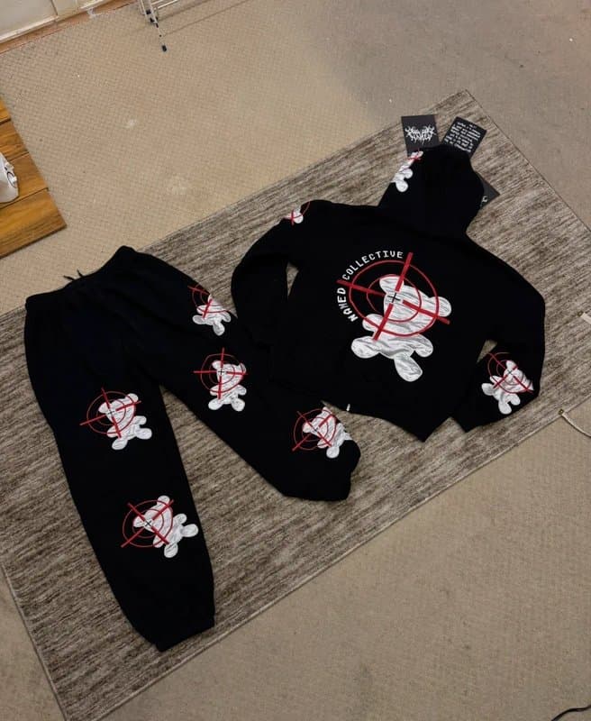NAMED collective Named Collective Unisex Black Teddy Target Full Tracksuit Set Size SmallLimited Streetwear