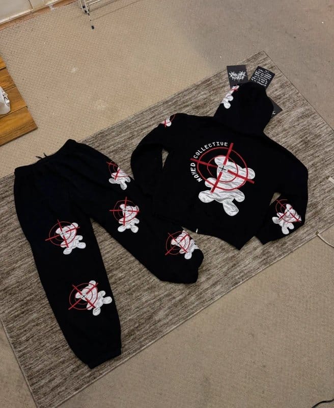 NAMED collective Named Collective Unisex Black Teddy Target Full Tracksuit Set Size SmallLimited Streetwear - 1