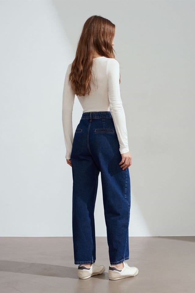 Dilvin Dilvin Women's High-Waist Wide-Leg Jeans in Dark Indigo - 2
