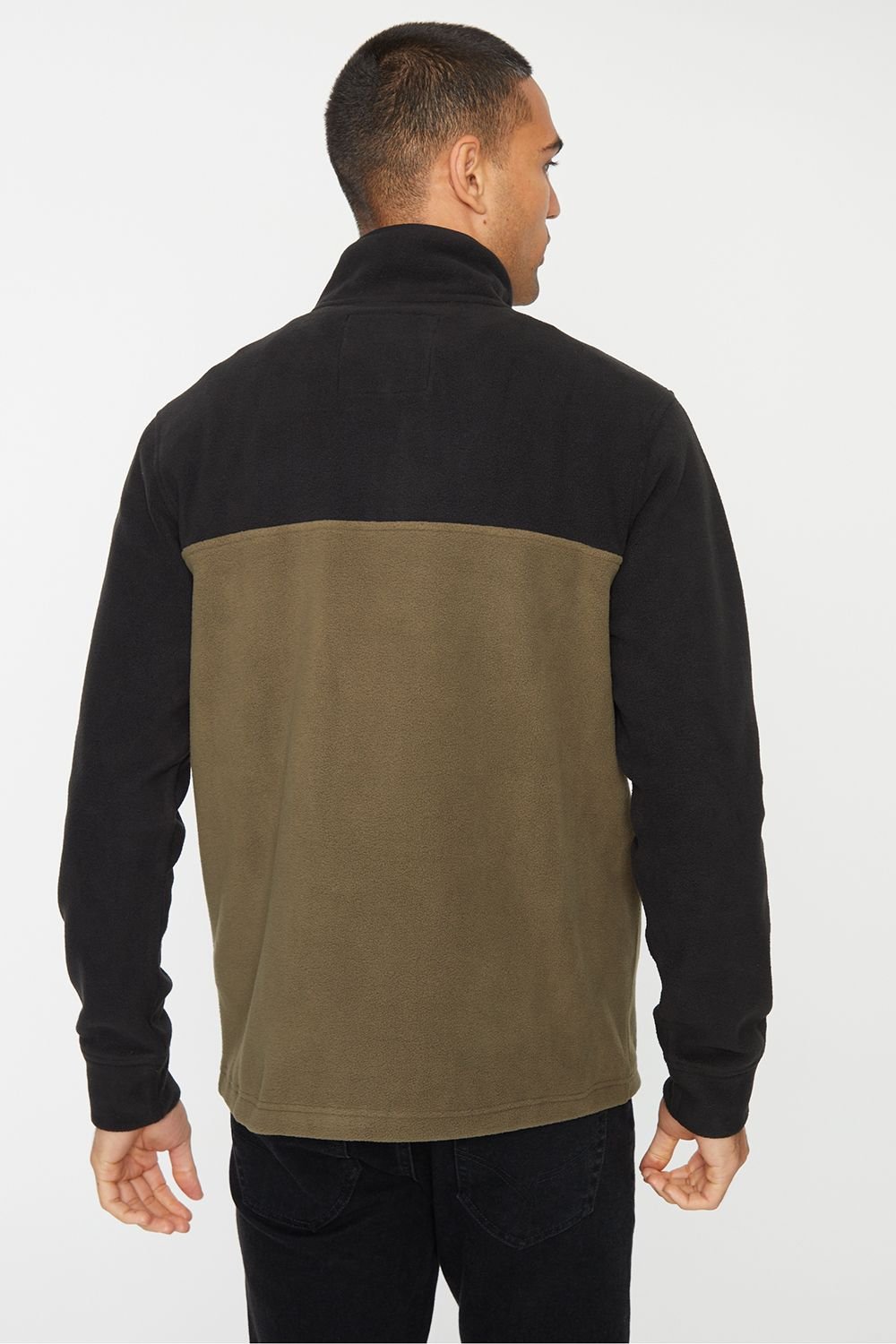 Threadbare Threadbare Men's 'Wham' Two Tone Quarter Zip Fleece Jumper in Black - 2