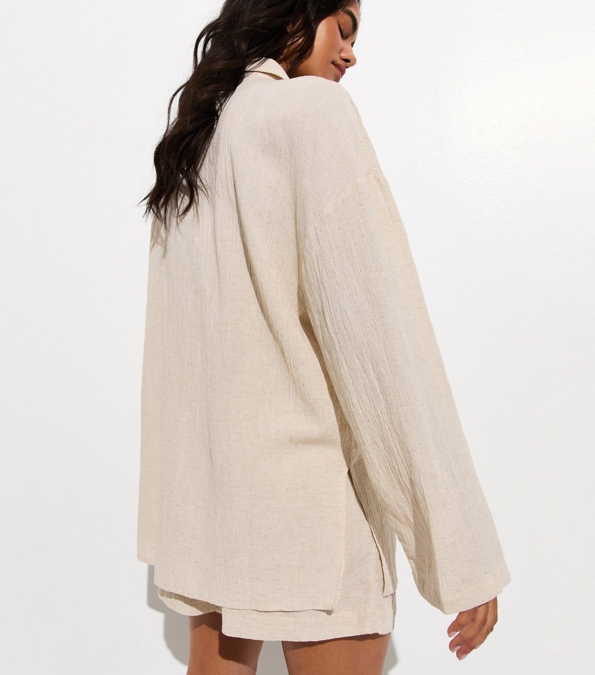 New Look Women's Off White Textured Oversized Beach Shirt New Look - 4