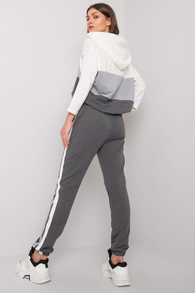 Love Lace Love Lace Women's Colorful Hooded Half Zip Sweatshirt Pant Set in Grey - 3