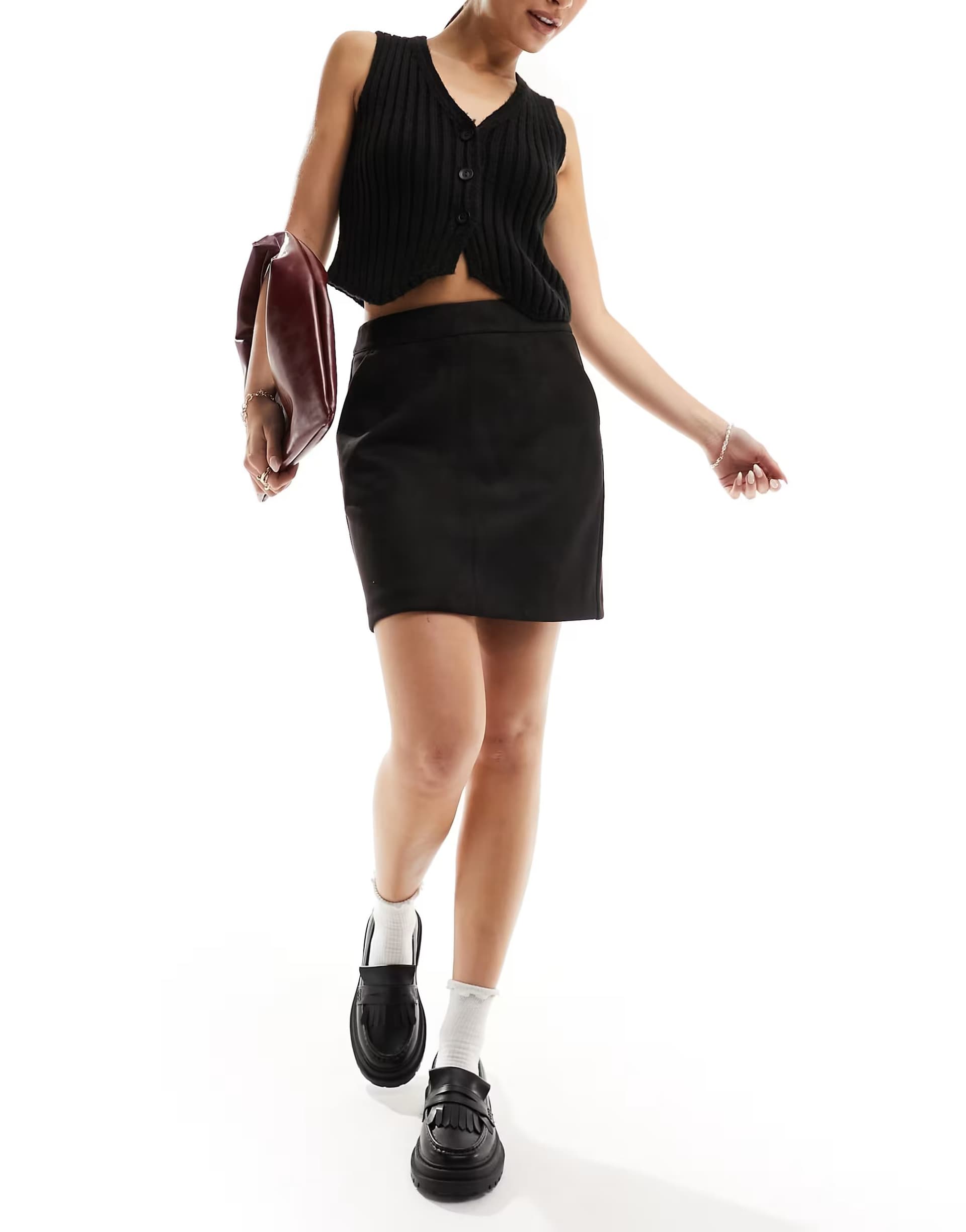 ASOS Vero Moda faux suede mini skirt in black
