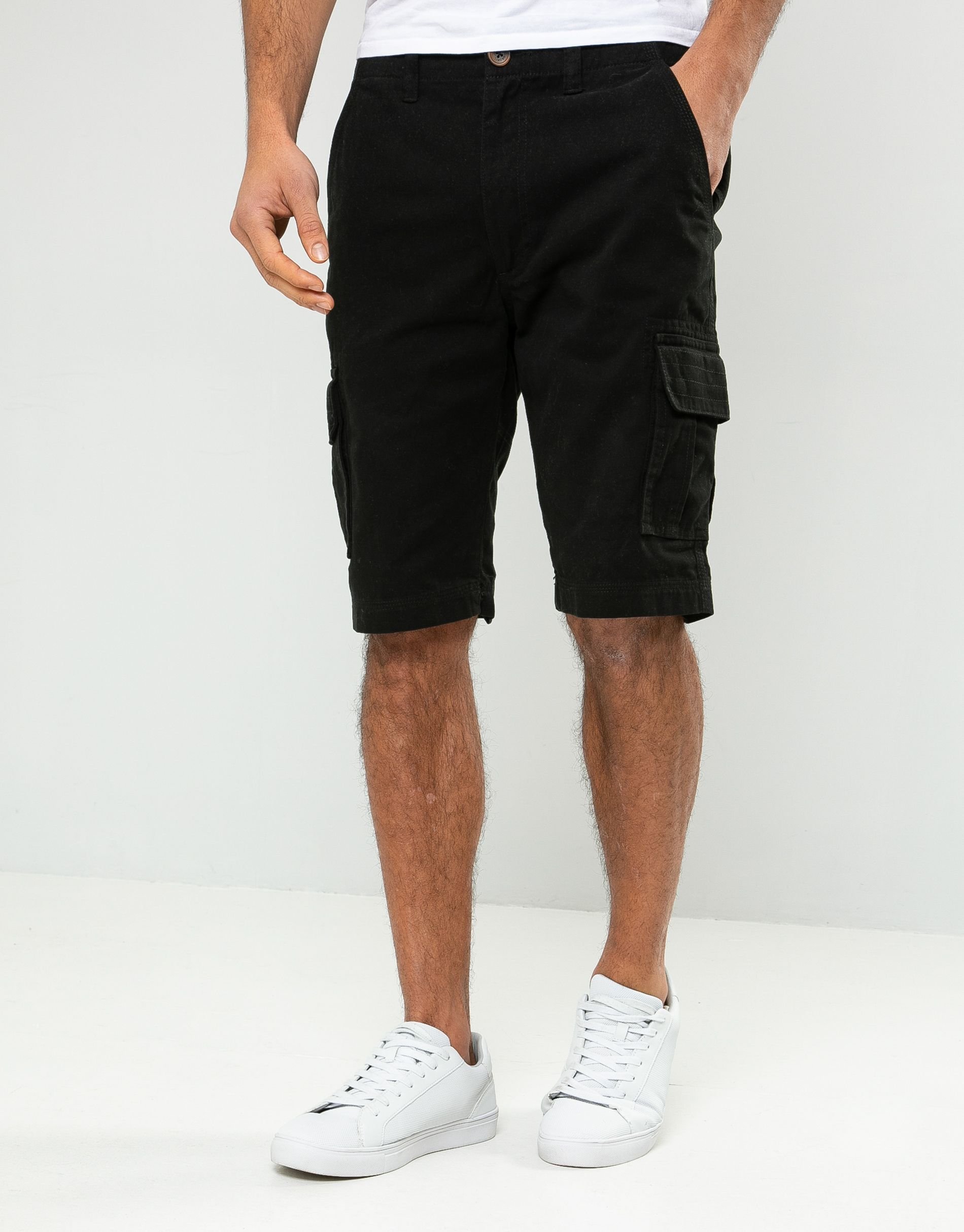 Threadbare Threadbare Men's Cotton 'Bute' Cargo Shorts in Black - 2