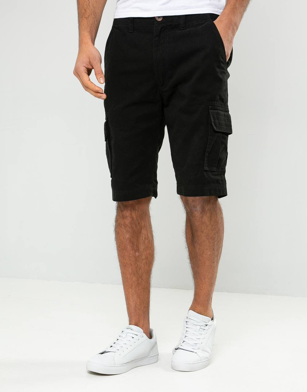 Threadbare Threadbare Men's Cotton 'Bute' Cargo Shorts in Black - 3
