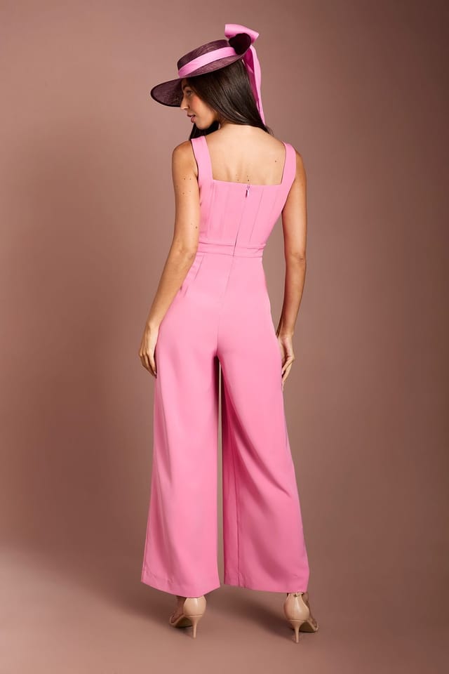 Coast Coast Women's Lisa Tan 3D Floral Wide Leg Jumpsuit in Pink - 3