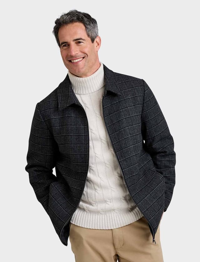 Aldon Aldon Men's Wool Blend Coat Hip-Length Jacket with Zip Fastening in Charcoal - 2