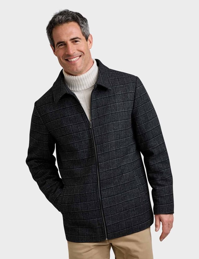 Aldon Aldon Men's Wool Blend Coat Hip-Length Jacket with Zip Fastening in Charcoal - 3