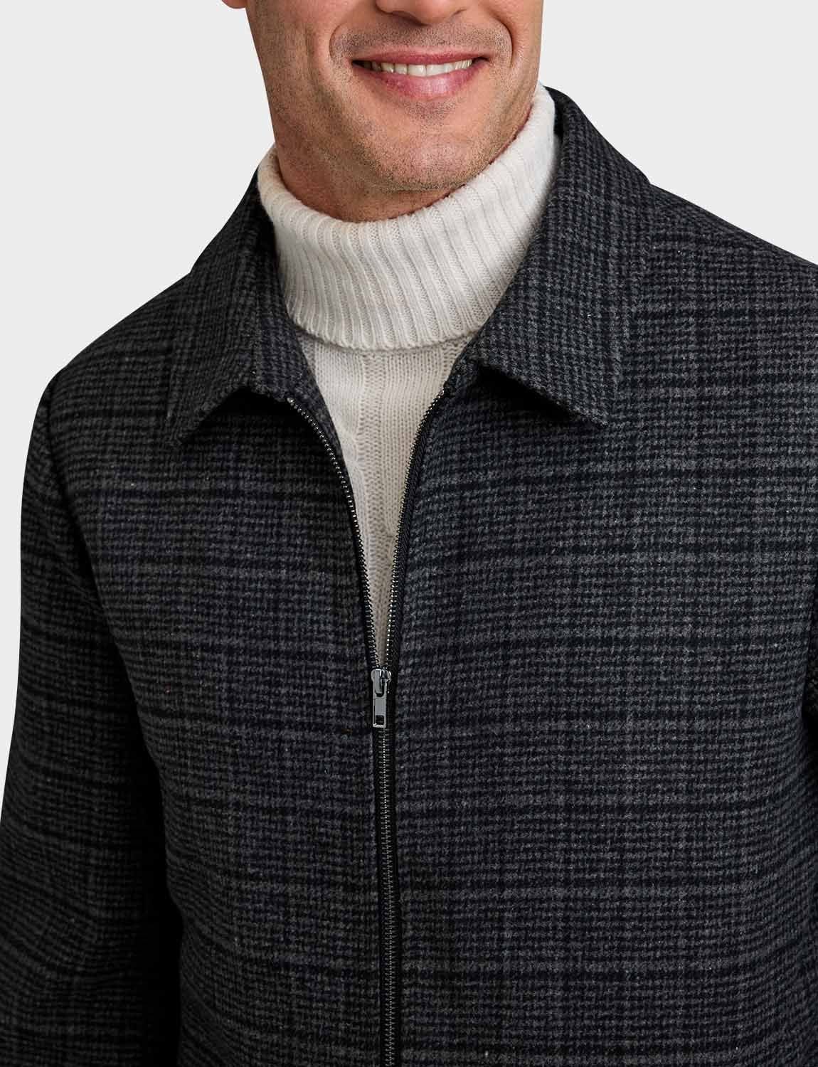 Aldon Aldon Men's Wool Blend Coat Hip-Length Jacket with Zip Fastening in Charcoal - 4