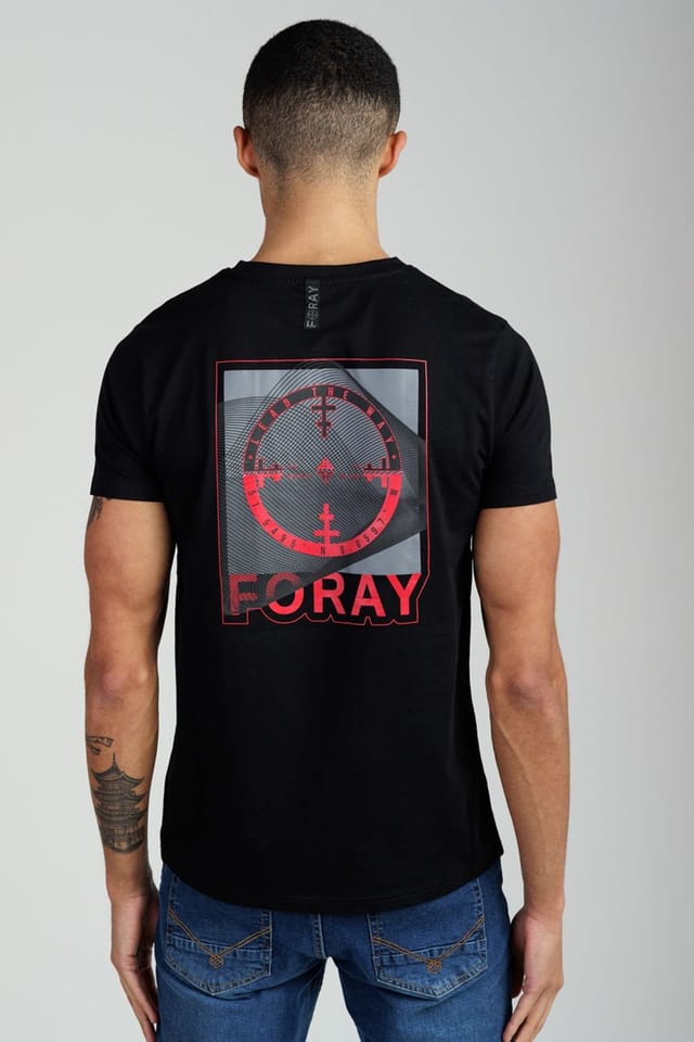 Foray Foray Men's Short Sleeve Cotton Crew Neck Logo T-Shirt in Black - 2