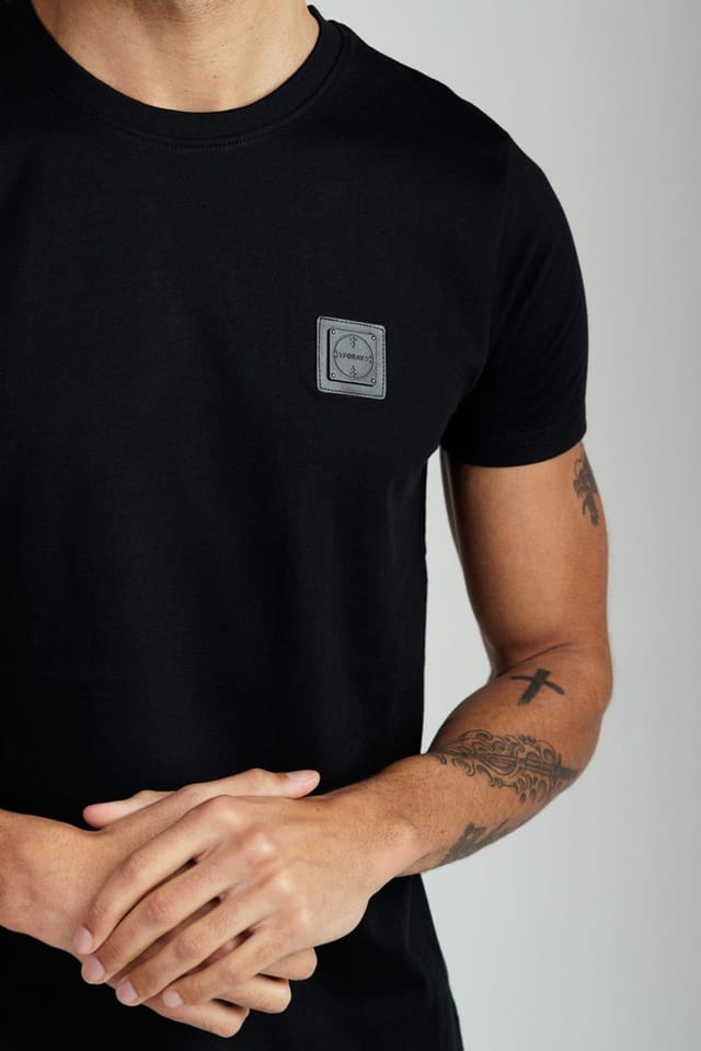 Foray Foray Men's Short Sleeve Cotton Crew Neck Logo T-Shirt in Black - 3
