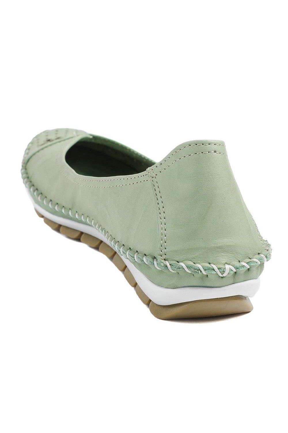 Pavers Pavers Women's Breathable All Leather Grippy Pumps in Lime - 3