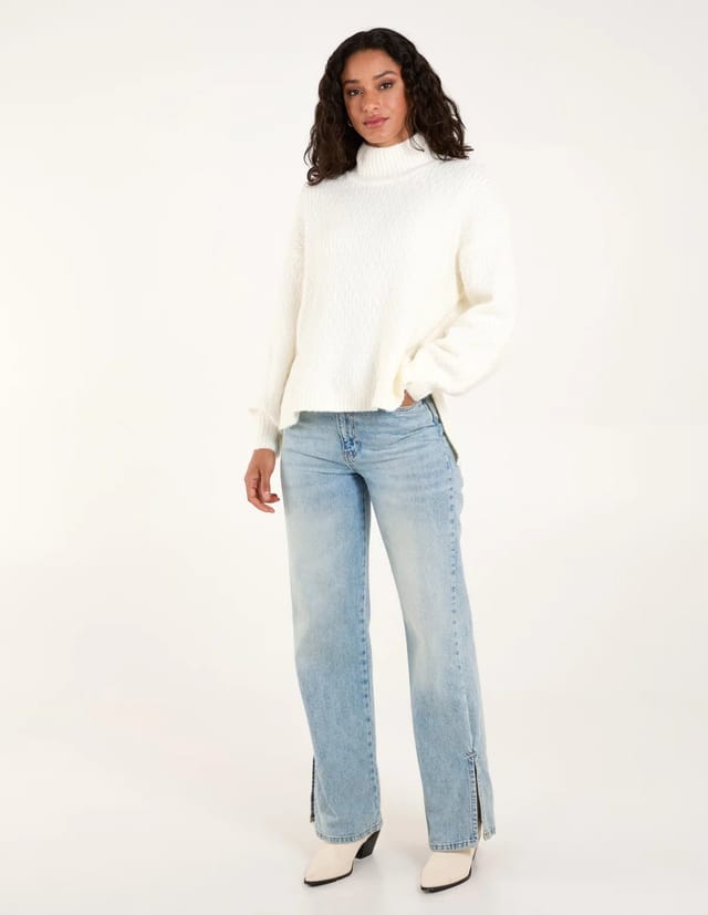 Blue Vanilla Textured High Neck Jumper - 2