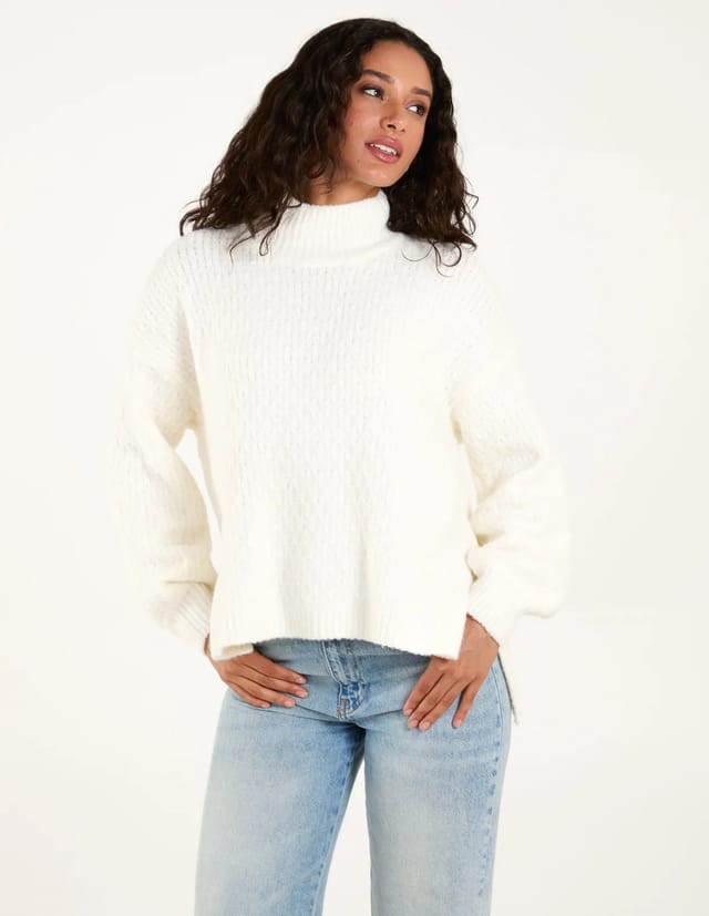 Blue Vanilla Textured High Neck Jumper - 3