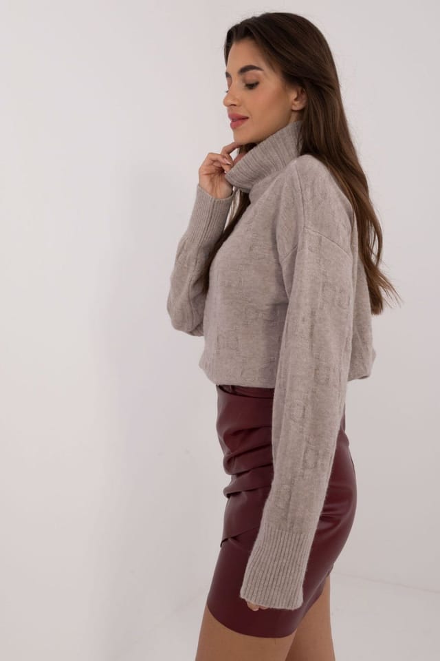 Love Lace Love Lace Women's Everyday Textured Turtleneck Sweater Style 199635 in Beige - 2