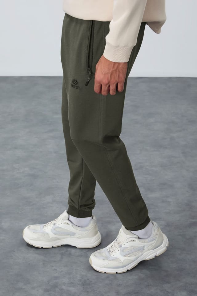 Tommy Life Tommy Life Men's Jogger Sweatpants With Zip Pocket in Olive - 3