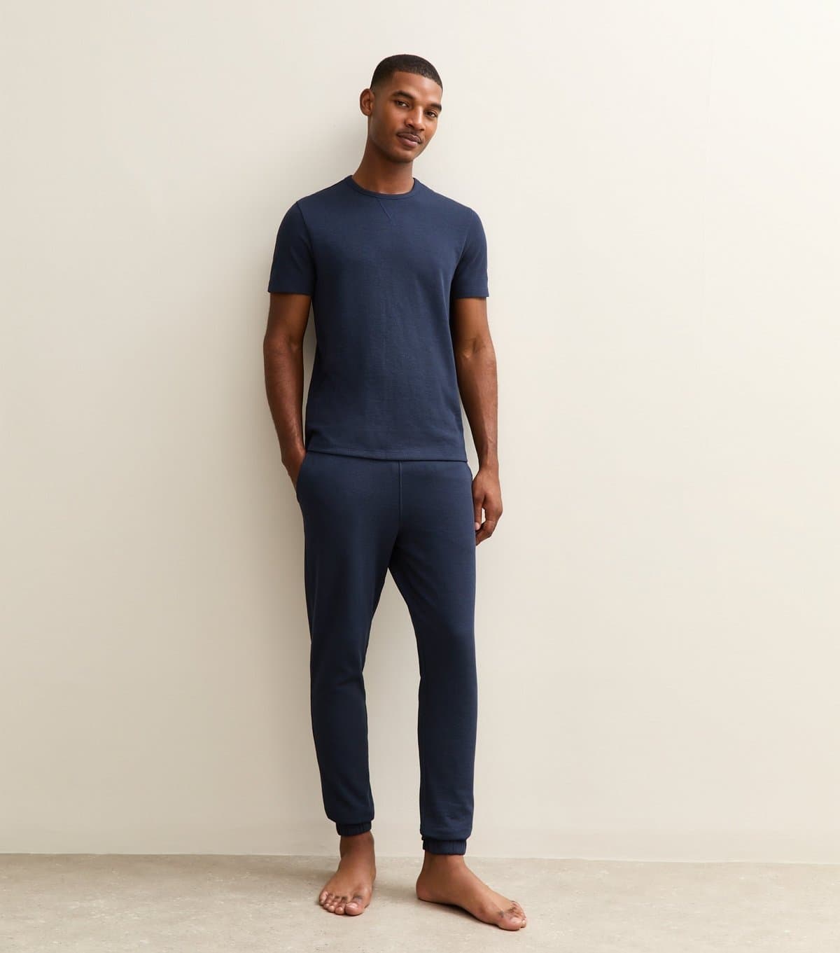 New Look Men's Navy Slim Fit Waffle Texture Pyjama Jogger Trousers New Look