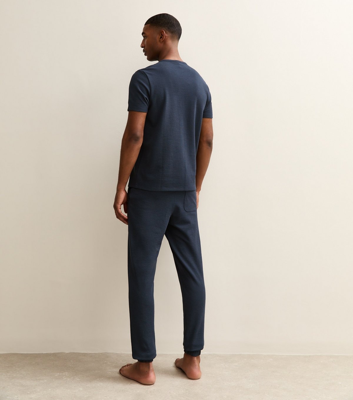 New Look Men's Navy Slim Fit Waffle Texture Pyjama Jogger Trousers New Look - 4