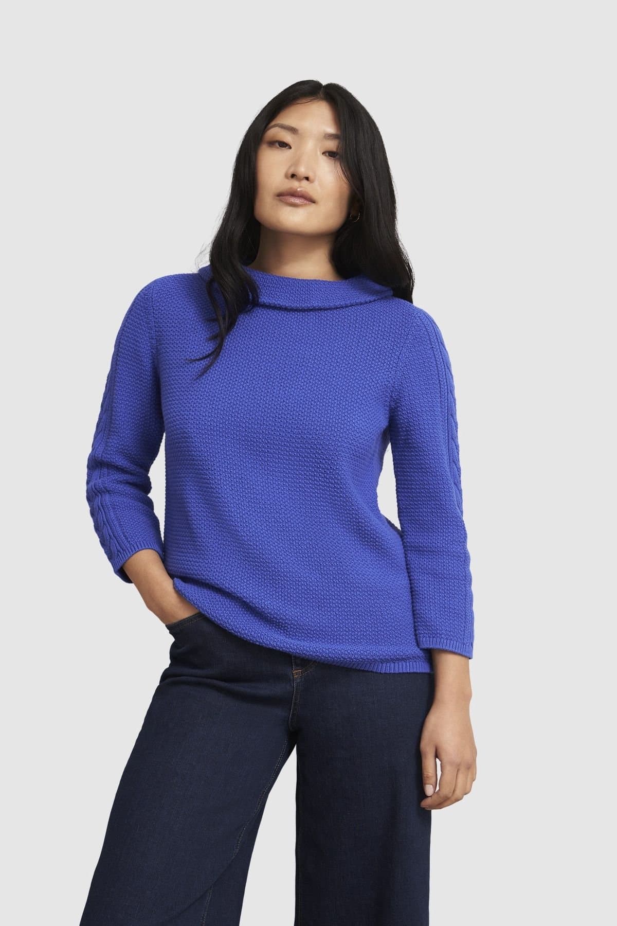 Hobbs London Hobbs London Women's Camilla Cotton Knit Jumper in Cobalt