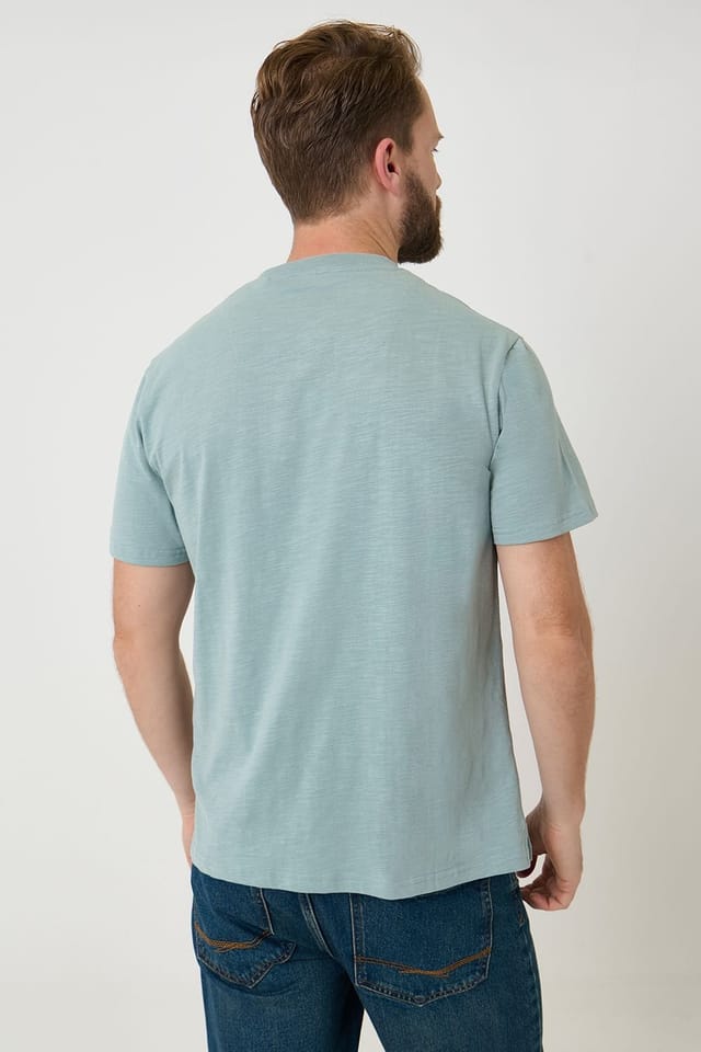 Saltwell Saltwell Men's Peached Cotton Grandad T-Shirt in Mint - 2