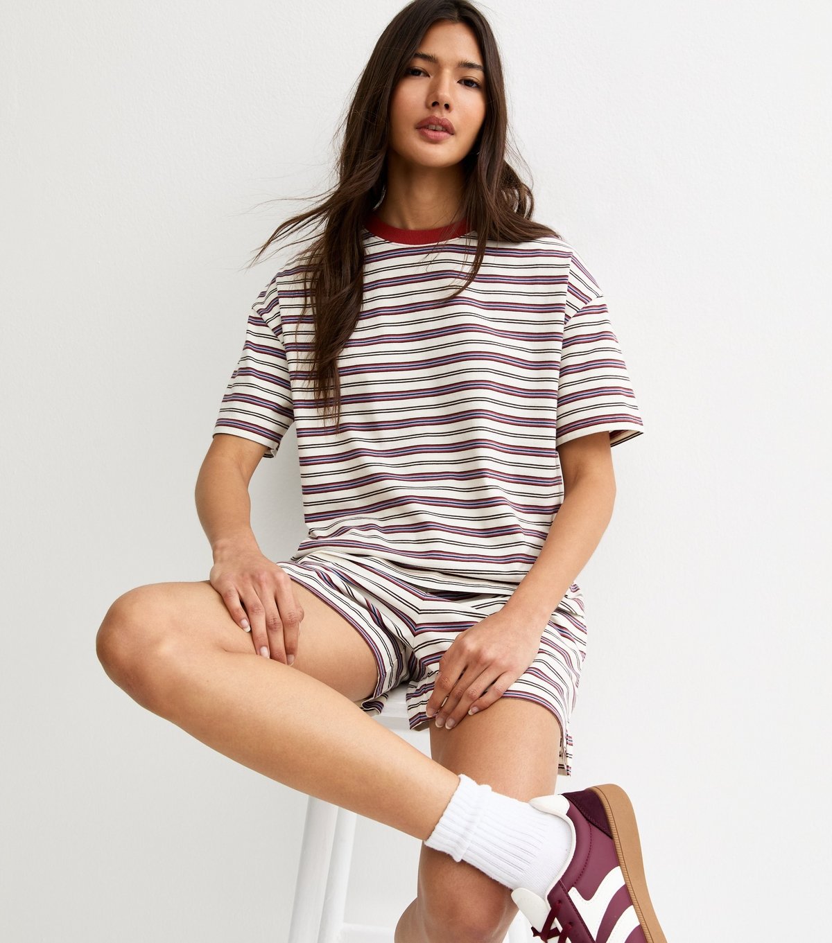 New Look Women's Red and White Cotton Striped T-Shirt New Look - 2