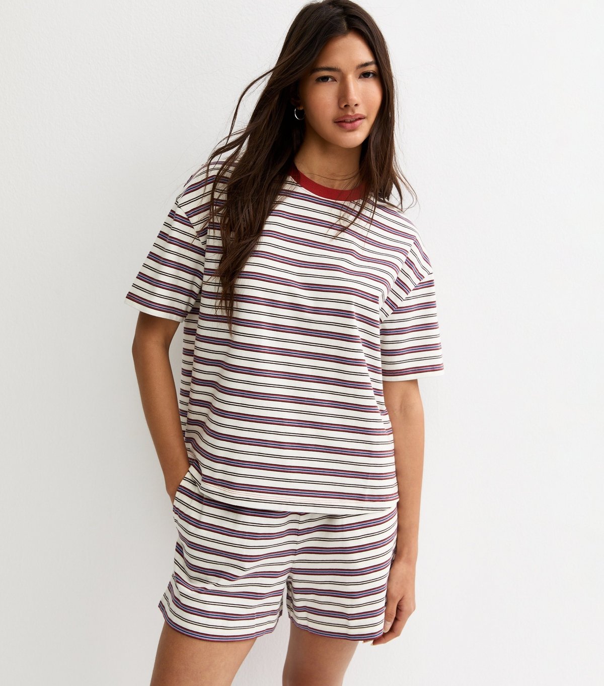 New Look Women's Red and White Cotton Striped T-Shirt New Look - 3