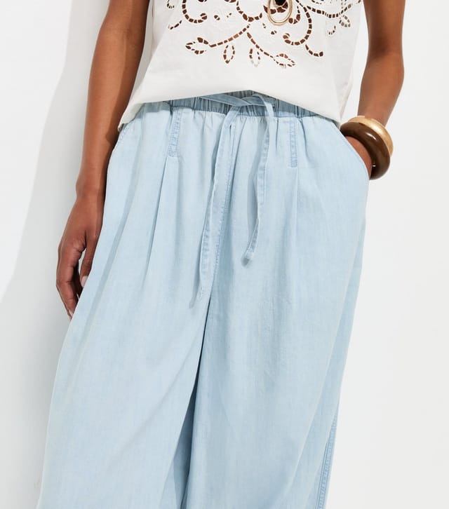New Look Women's Light Blue Denim Tapered Balloon Leg Trousers New Look - 2