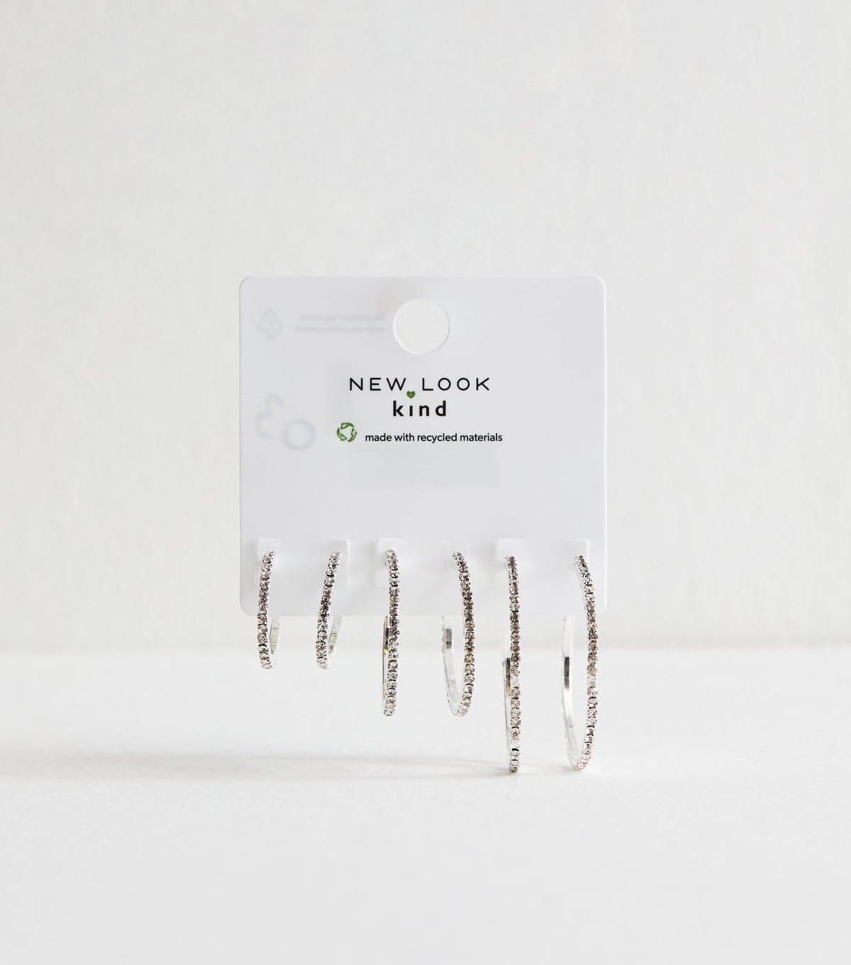 New Look Silver Tone Pack Of 3 Mixed Size Diamantè Hoop Earrings New Look