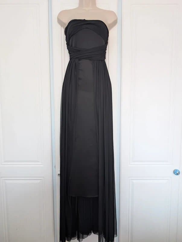 ASOS ASOS design mesh overlay Bardot midi dress in black size 6