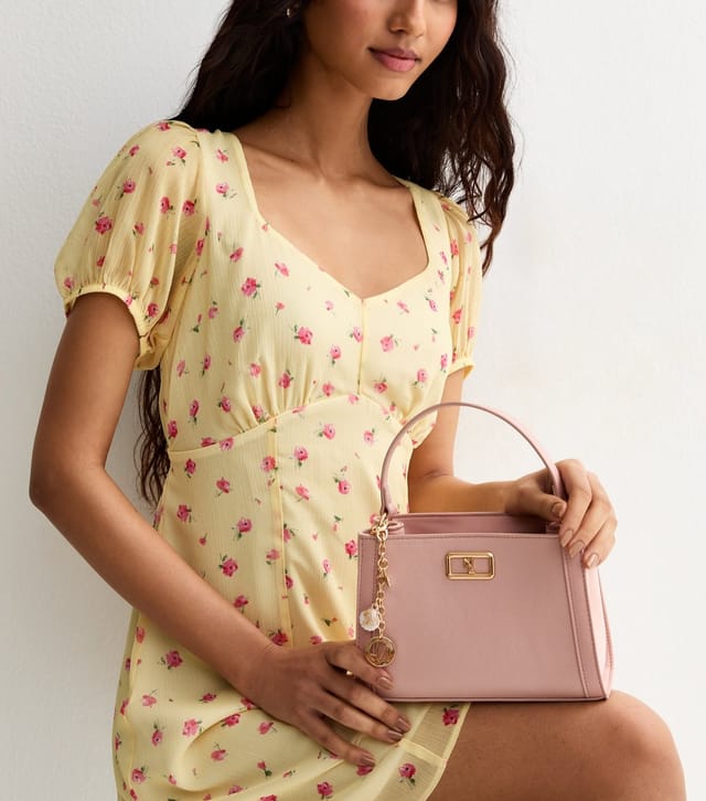 New Look Light Pink Faux Leather Charm Crossbody Bag Vegan New Look - 2