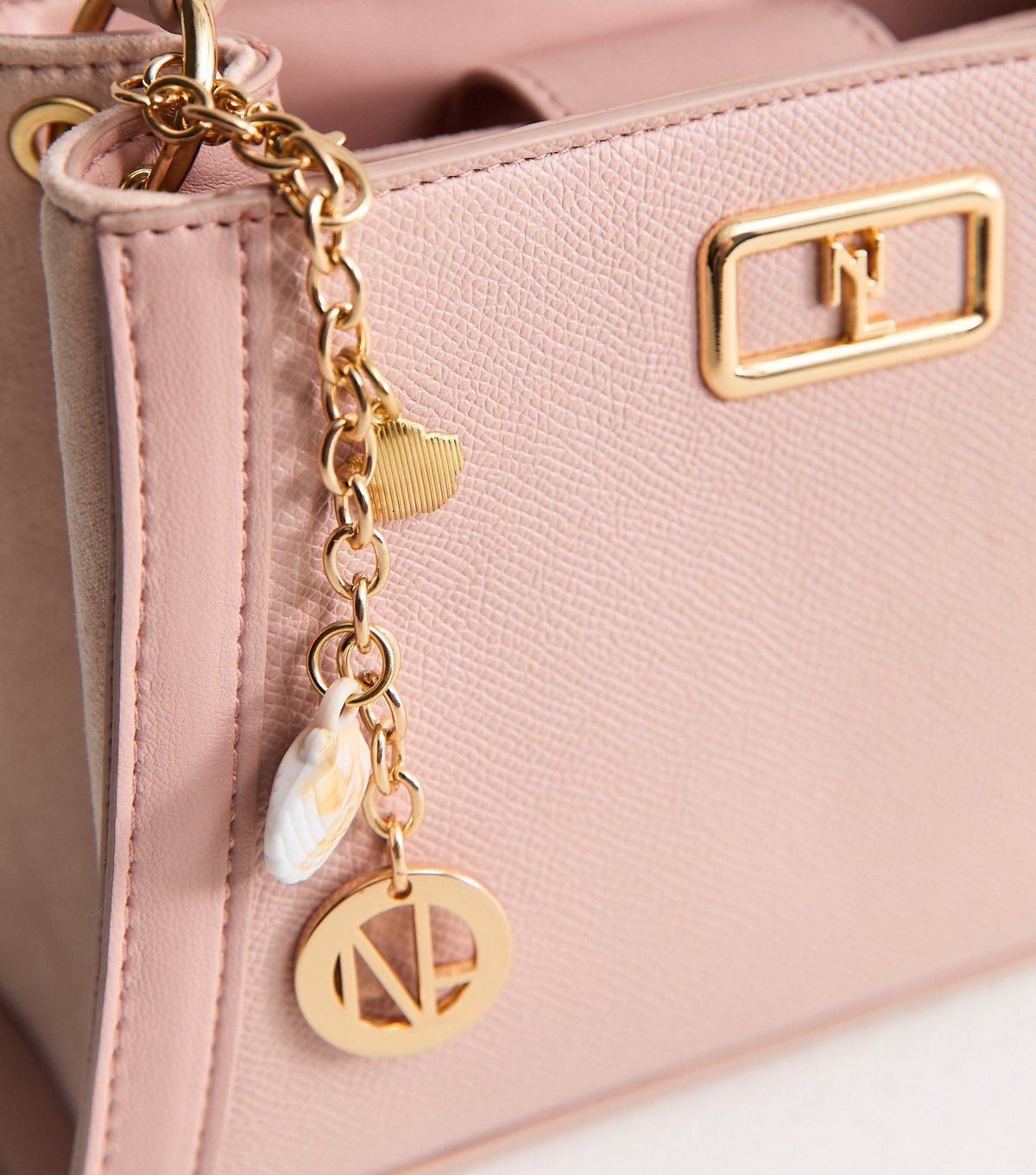 New Look Light Pink Faux Leather Charm Crossbody Bag Vegan New Look - 3